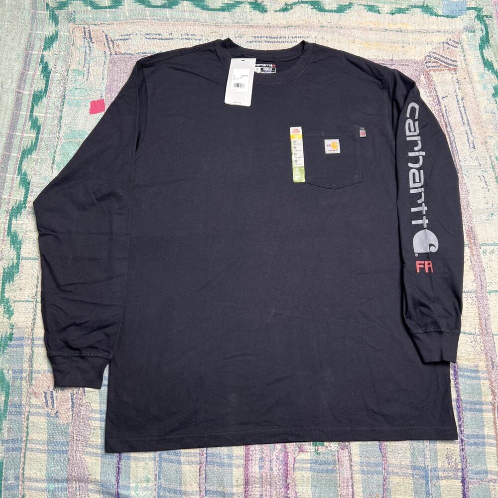 NWT Carhartt FR Force Flame Resistant Pocket Long Sleeve Tee Black XL Loose